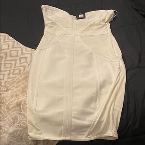 Fashion Nova Strapless Cream Dress